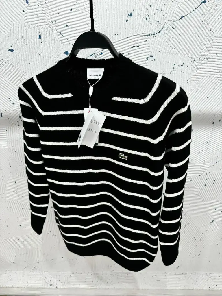 Triko Lacoste Rayée Noir 