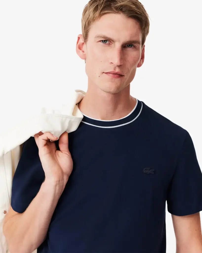 T-shirt en Piqué stretch col rayé