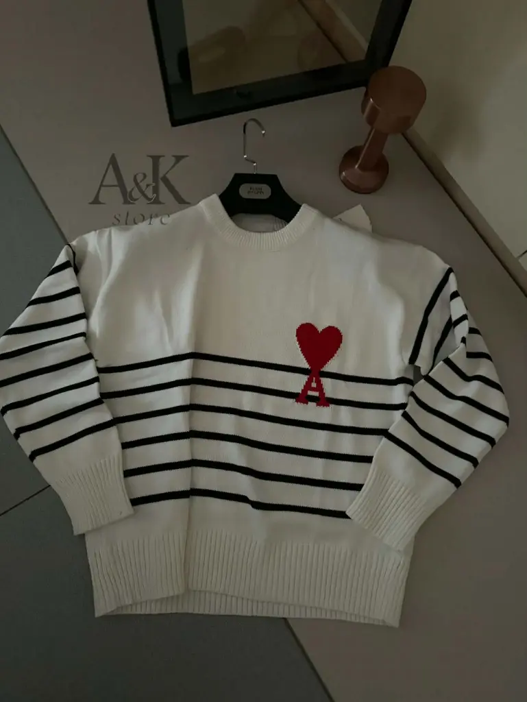 Ami Paris Unisexe Rayée Blanc 