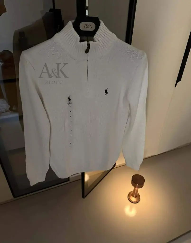 Pull Zip Ralph Lauren Blanc