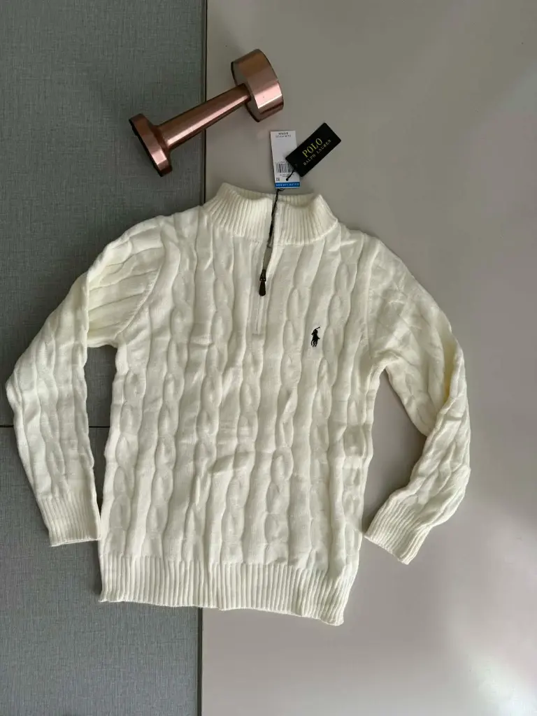 Triko Ralph Lauren Zip blanc