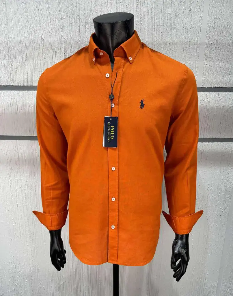 Chemise Slim Fit en lin orange