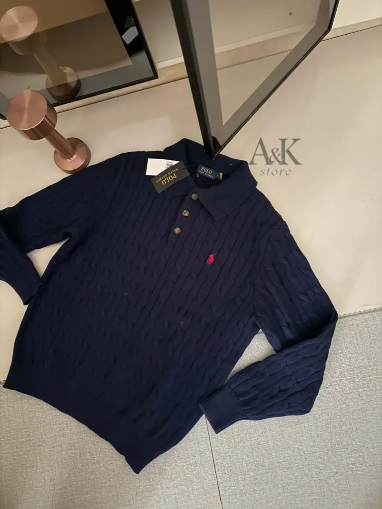 triko polo ralph bleu logo rouge