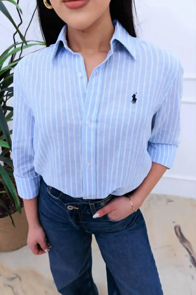 Chemise rayée Bleu Ciel  femme