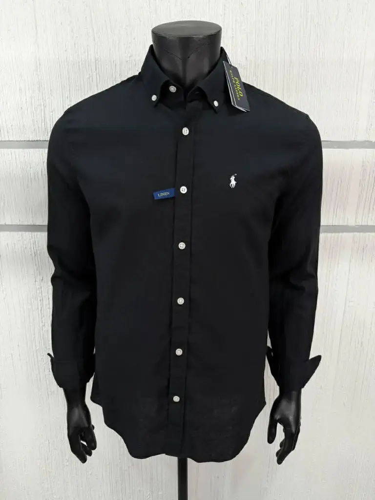 Chemise Slim Fit en lin Noir