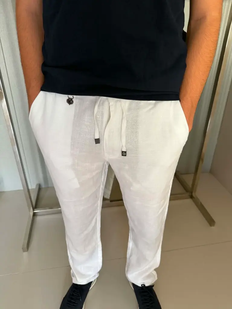 Pant en lin Blanc Loro Piana 