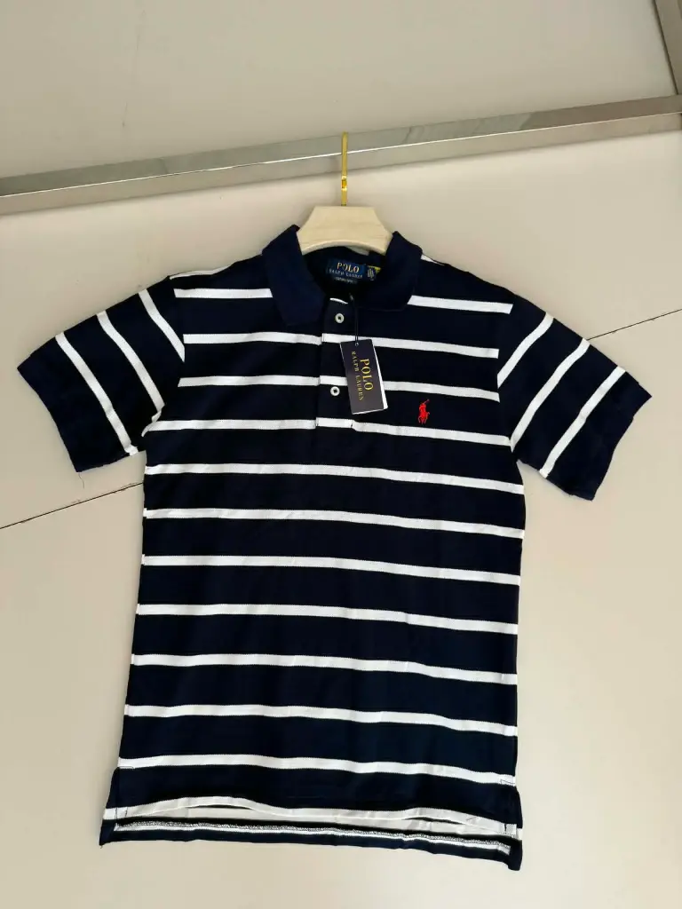 Polo RLP Bleu  rayée en Pique 