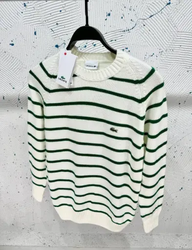 Triko Lacoste Rayée Blanc 