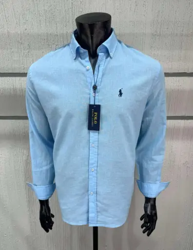 Chemise  Fit custom en lin bleu ciel