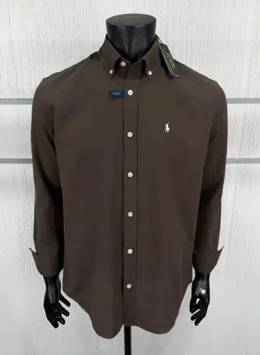 Chemise Slim Fit en lin marron 