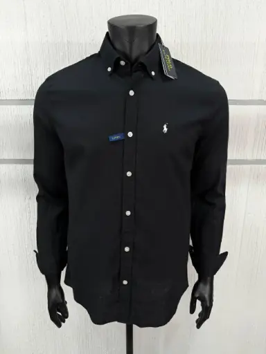Chemise Slim Fit en lin Noir