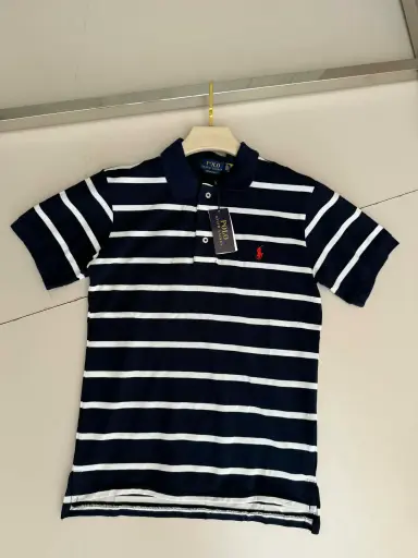 Polo RLP Bleu  rayée en Pique 